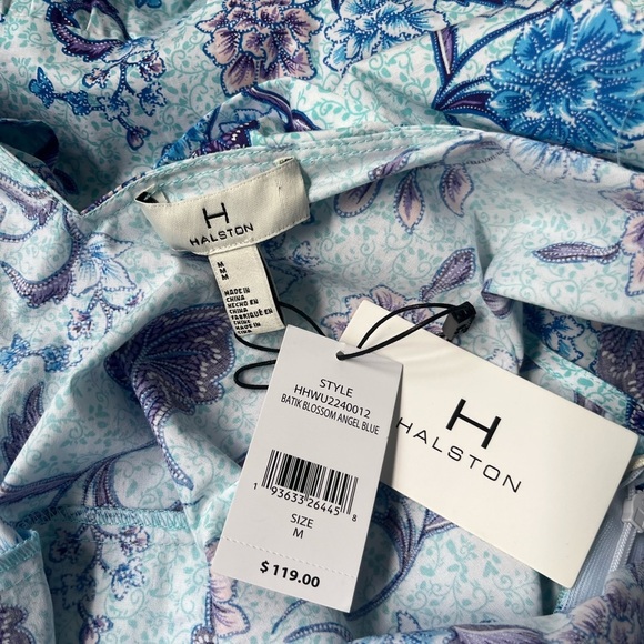 Halston Printed Ruffle Tie Back Dress - Picture 5 of 7